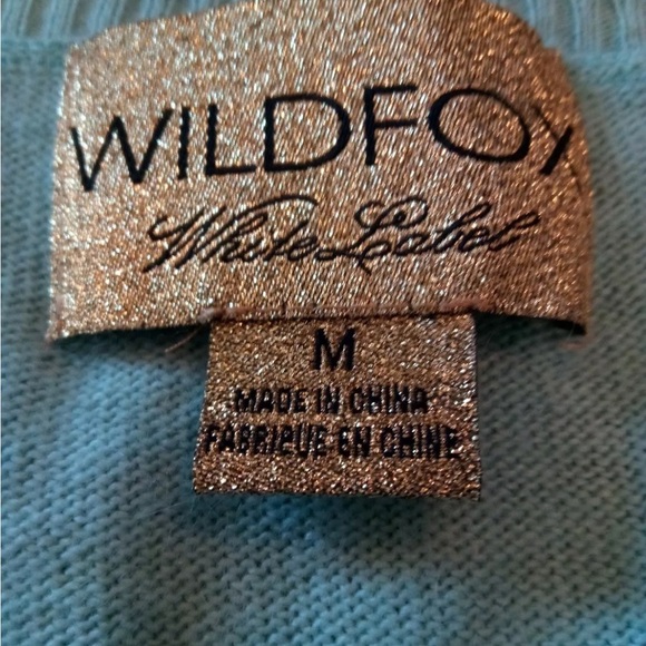 Wildfox White Label Baby Blue Pink Sequin Heart Angora Blend Sweater M - Picture 3 of 4